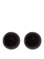 Silver One Pendientes Doble Perla Ónix