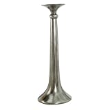 Homescapes - Silver Skirt Candlestick - 37 cm (15 in) Tall - 100% Aluminium - Distressed Antique Finish - Decorative Candle Holderby Homescapes