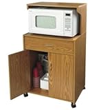 LLR44139 - Double Microwave Cart, 23-1/2x24x27, Medium Oak