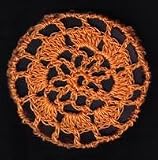 Orange Floral Crocheted Hair Bun Cover- LARGE