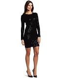 IMAGE OF Minnie Rose Women's Sequin Long-Sleeve Crewneck Dress, Black, Small