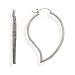 Sterling Silver 2.5x45mm Hoop Earrings with Click, Marcasite, Leaf Shape, 1 7/8 inch