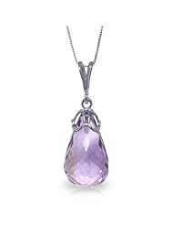14K Gold Briolette Natural Purple Amethyst Pendant Necklace