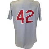 Carlos Pena Jersey - Chicago Cubs 2011 JR Day Game Worn #42 Grey Jersey (FJ182500)