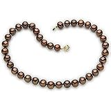 14k, 9-10mm Chocolate Brown Pearl Necklace