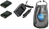 Amsahr - Valuepack (2 Count): Digital Replacement Battery Plus Mini Battery Travel Charger For Specific Digital Camera And Camcorder Models / Compatible With Fuji Np-120, Contax Tvs Digital, Fujifilm Finepix F10, Mustek Dv 12M, Dv 5500, Dv 9300, Mdc 6500Z, 450, 550, Pentax Optio 750, 750Z, Mx, Mx4, Ricoh Caplio 300G, 400G Wide, Kyocera Bp-1500S, Panasonic Cga103450, Panasonic Cga-E/101, Ricoh Db-43 - Includes Car Adapter, Two Batteries And One Leatherette Camera / Lens Accessories Pouch