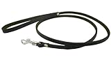 4' Genuine Leather Classic Dog Leash Black 3/8" Wide For Small Breeds and Puppies