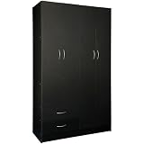 Home Source Industries RLN3224H Modern 3-Door Wardrobe and 2-Drawer, Black