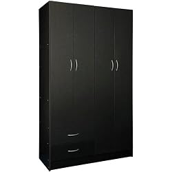 Home Source Industries RLN3224H Modern 3-Door Wardrobe and 2-Drawer, Black