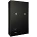 Home Source Industries RLN3224H Modern 3-Door Wardrobe and 2-Drawer, Black