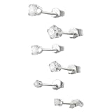 Sterling Silver CZ Solitaire Earring Set (3-pair - 2, 3, 4 mm)