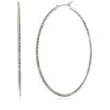 Betsey Johnson Basics Large Silver Textured Ho