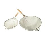 Strainer, 10-1 4, Heavy Duty, Double Fired Plated Steel Double Fire Tinned Wooden Handle by