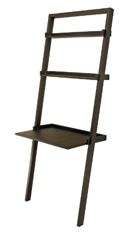 Winsome 29330 Leaning Desk With 2 Shelves - Black