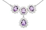 9 1/4 Carat Amethyst and White Topaz Sterling Silver Necklace