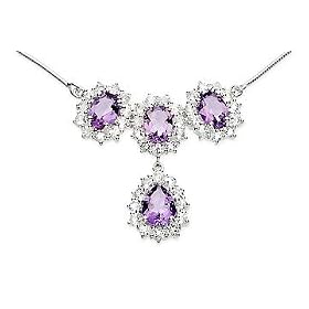 9 1 4 Carat Amethyst and White Topaz Sterling Silver Necklace by Ice.com