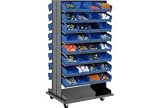 16 Shelf Bench Rack With 64 Bins 8 Inch Wide