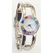 Firenze Millefiori Silver Bangle Watch - White Dial