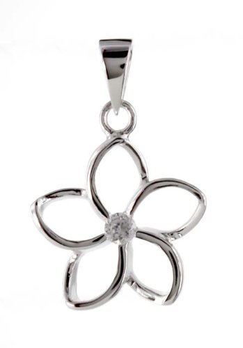 Open Plumeria Flower Pendant, Silver Hawaiian Jewelry, * FREE Shipping from Hawaii