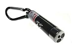 Premium 2-in-1 Keychain 5mw Red Light Laser Pointer + 2 LED Flashlight - Black Gloss Finish