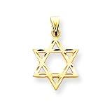 14k Solid Satin Star of David Pendant