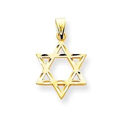 14k Solid Satin Star of David Pendant