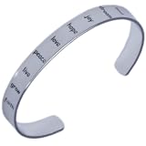 Inspirational Jewelry - Pray Hope Dream... Joy Peace Love ... Grow Live Faith Soul ... Humanities Cuff Bracelet - Stainless Steel (with FREE Velvet Pouch)