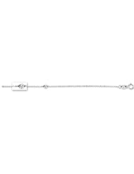 14K White Gold 10" Dimond Cut Bead Chain And Pebble Like Anklet With Spring Ring Clasp