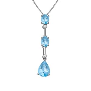 Buy 10k White Gold Blue Topaz and Diamond Pendant, 18 by Amazon.com Collection