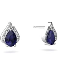 Genuine Sapphire 14kt White Gold Flame Earrings
