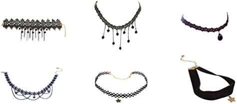 Lucky God 6pcs Black Lace Choker Necklace Sexy Cocktail Dress Necklace