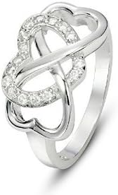 925 Sterling Silver Cubic Zirconia Infinity and Heart Ring is Romantic HoliDay Gift Size 9