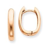 14k Gold Rose Gold Oval Hinged Hoop Earrings
