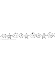 Sterling Silver Scallop Shell Starfish Sand Dollar Link Bracelet