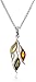 Sterling Silver Multi-color Amber Floral Pendant Necklace , 18