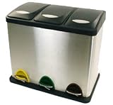 3 IN 1 STAINLESS STEEL RECYCLING RECYCLE PEDAL BIN