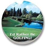 Id Rather Be Golfing Car Coaster, Single