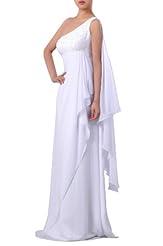 One Shoulder Chiffon Empire   Waistline  Dress