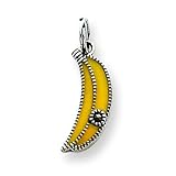 Sterling Silver Enameled Yellow Banana Charm with 20 inch Sterling Silver Chain