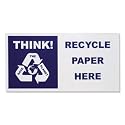 Sticker for recycling bins printed THINK! RECYCLE PAPER HERE, 300 x 150mm, EACH