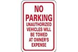 Aluminum Sign - No Parking Unauthorized Vehicles- .08mm Thick