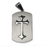 316L Stainless Steel Pendant Stainless Steel Pendant with cross design and combination of matte and shiny polish.Length of Charm: 32mm Width of Charm: 21mm