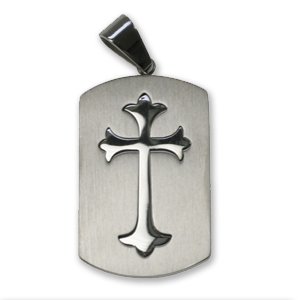 Click here to buy 316L Stainless Steel Pendant Stainless Steel Pendant with cross design and combination of matte and... by ToltecTraders.com.