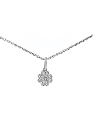 Ze Sterling Silver Diamond Covered Flower Pendant.