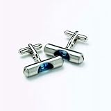 Mens Designer Fashion Cufflinks - Blue Spirit Level