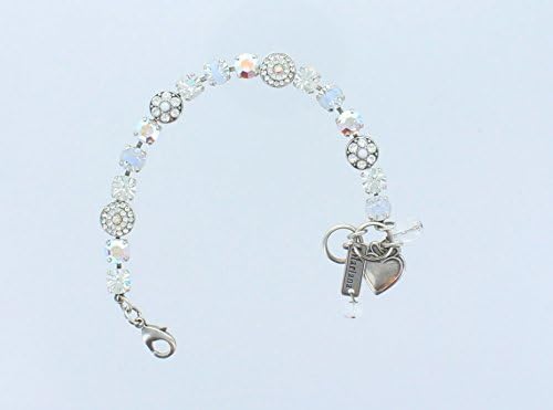 Mariana Jewelry, Mariana Bracelet, Silver Bracelet, Clear, White and Iridescent Swarovski Crystals. Gemstone & Crystal Bracelet with Multi Color Crystals. Hand Cut Gem Stones with Crystals, Fabric Beads And/or Swarovski Crystals.