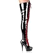 Pleaser Boots Women's Delight-3026, 5 3/4"Two-Tone Lace-Up Platform Thigh Boot Side Zip