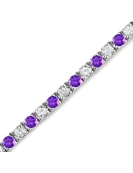 5 CT Amethyst & Diamond Bracelet 14K White Gold