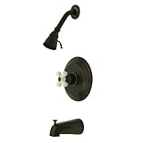 Kingston Brass KB3635PX Restoration Tub and Shower Faucet with Porcelain Cross Handle, Oil Rubbed Br