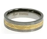 Titanium Ring 6MM WIDTH, MATT FINISH, MIDDLE PART WITH DECORATION & IPG